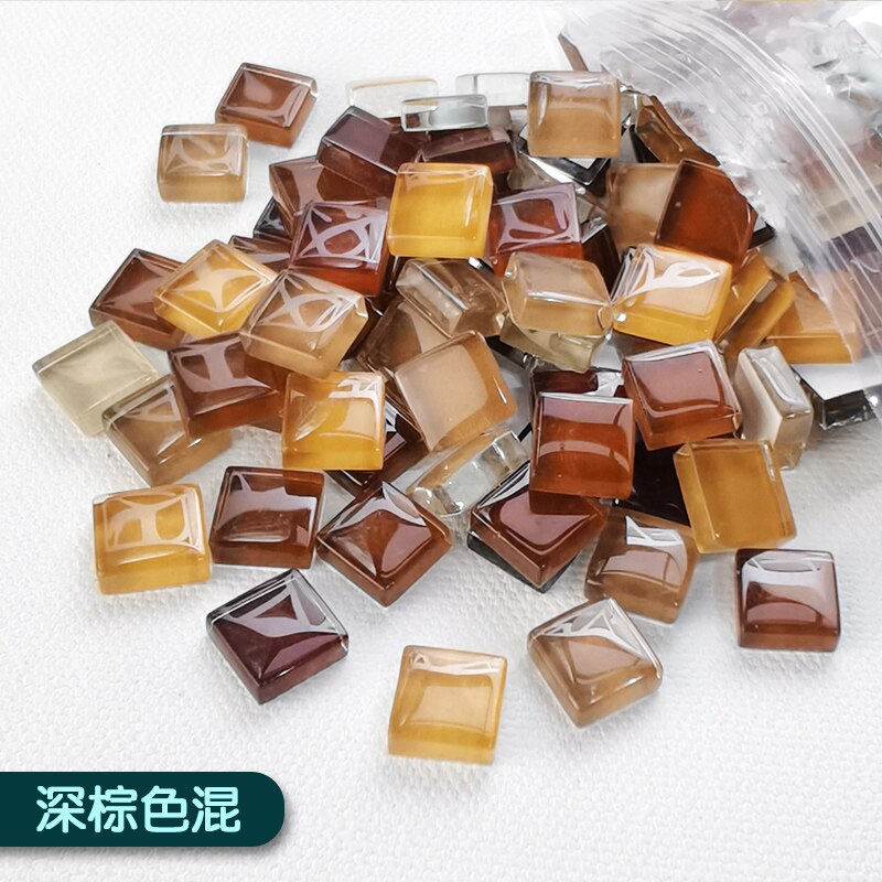 400g/1000g Crystal Glass Mosaic DIY Ceramic Tile Art Material Children's Handmade Mosaic Tile Material 1x1CM: Brown mix / 400g