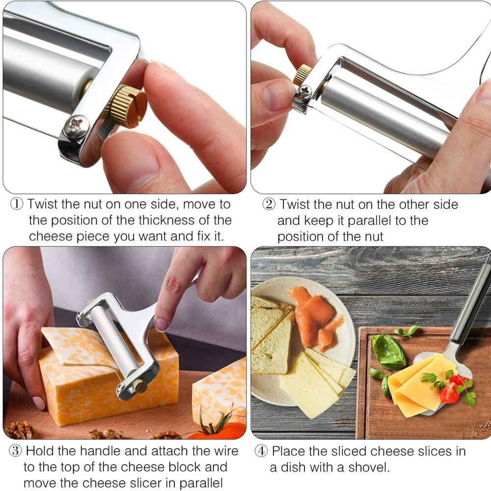 Stainless Steel Cheese Slicer Adjustable Thickness Wire Cheese Cutter Perfectly