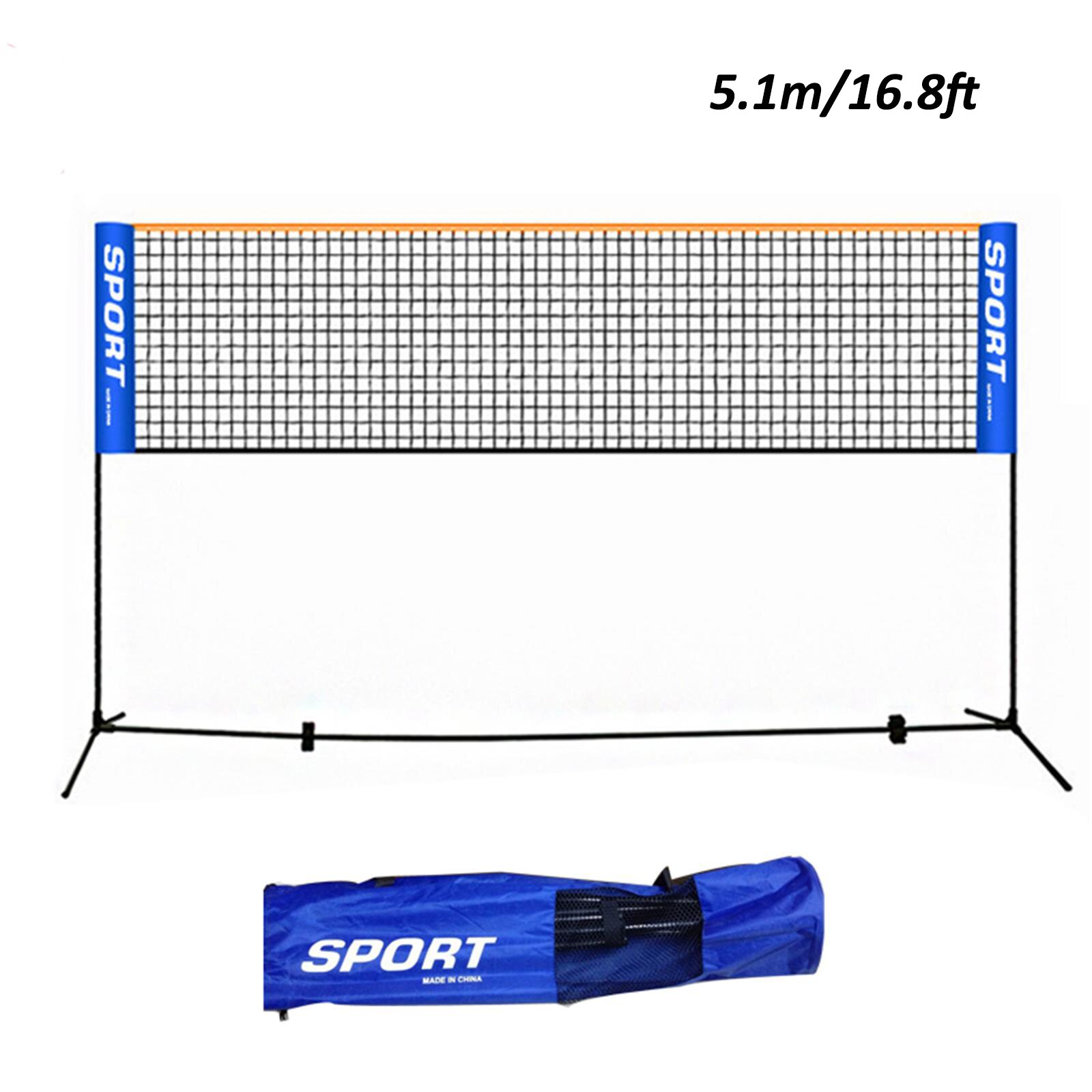 Portable Adjustable Badminton Net Rack Set Multi-function Volleyball Net Bracket Extending Net Rack with Folding Steel Pipe: 5.1 m