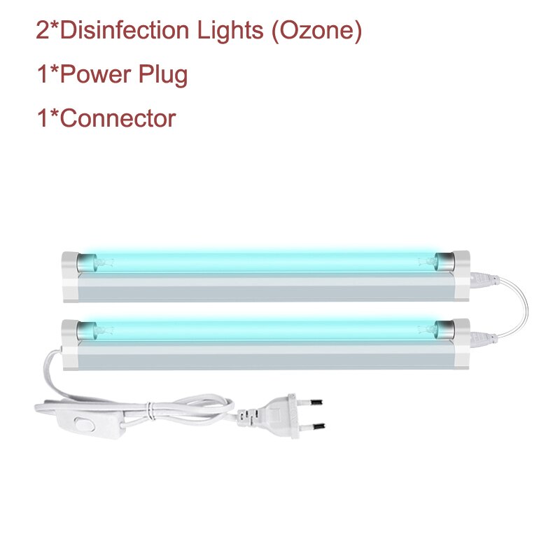 Ozone UV Sterilizer UVC Disinfection Light Bactericidal Lamp Ultraviolet Quartz Germicidal Lamp 110V/220V 6W 8W T5: 2 lamps with plug / 8W 220V