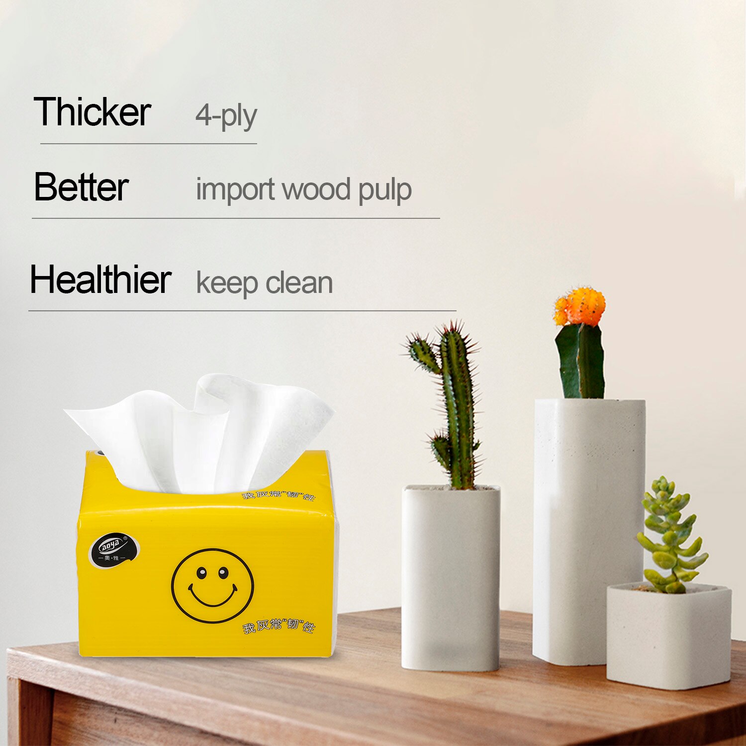 Facial Tissue White Wood Pulp 4Layers 8 Bundles About 480 Sheets per Pack Eco-Friendly Recycled Paper Home Use Soft Toilet Paper