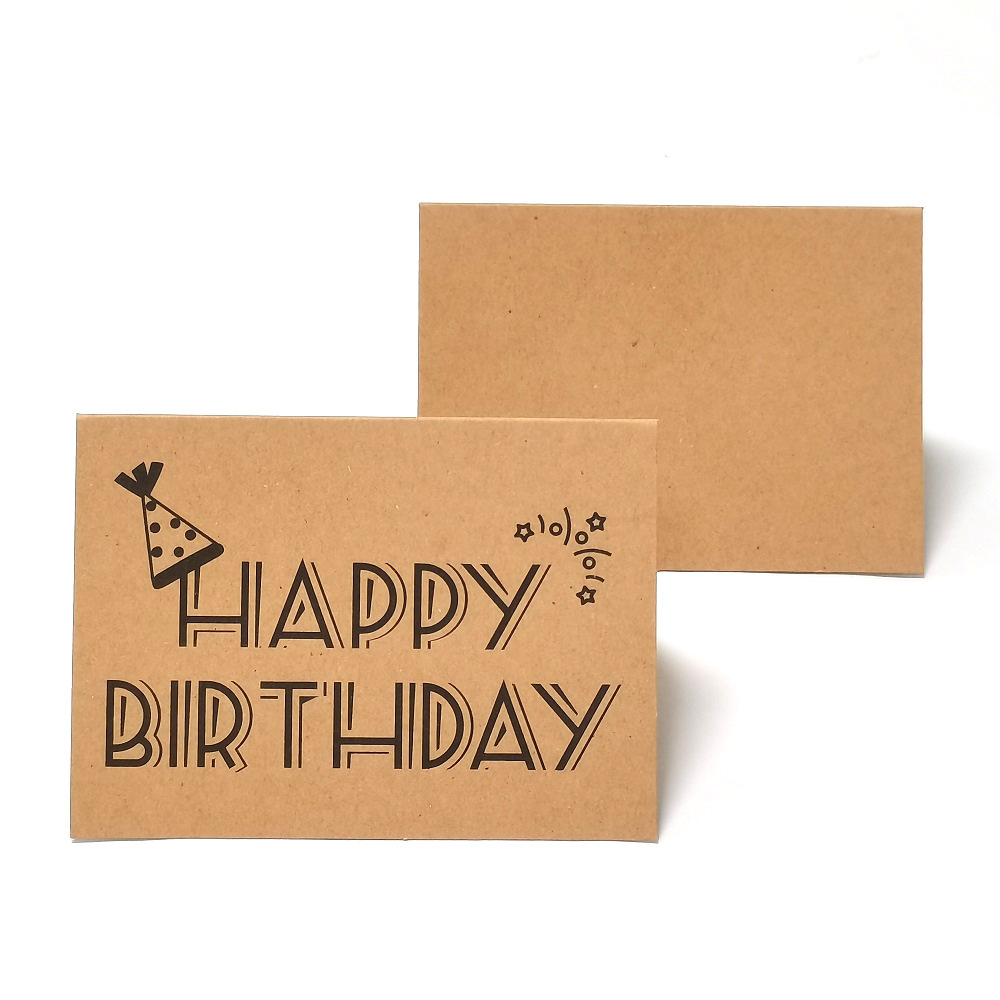 5-10pcs Kraft paper Happy Birthday Card for Note Cards Invitations Blank Inside Mini Greeting Cards Thank You Cards