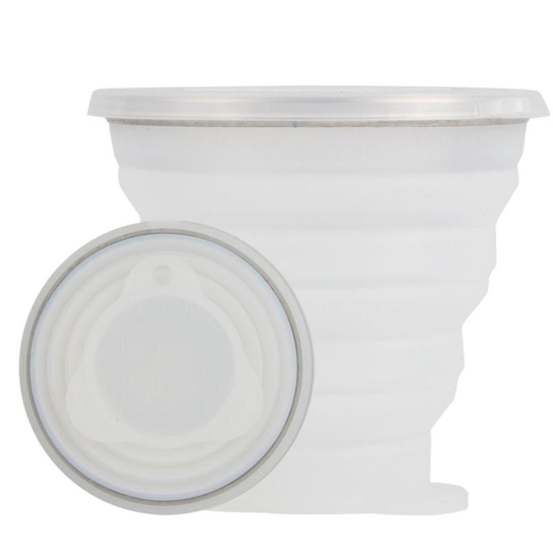 270ml foldbar silikone kop udendørs rejse camping picnic udtrækkelig ultra-tynd drikke krus kaffe håndkop vand kopper: Hvid