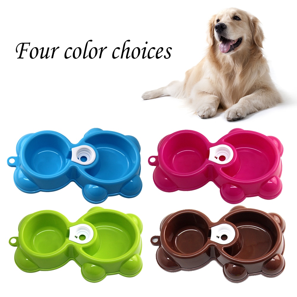 Dubbele voerbak voor huisdieren, dubbele hondenvoerbak, voerbak voor puppy's en katten, voerbak voor huisdieren met waterflespoort