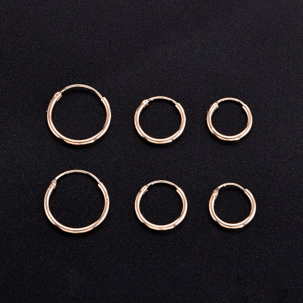 3 Pair/Set Women Girl Simple Round Circle Small Ear Stud Earring Punk Hip-hop Earrings Jewelry 3 Size