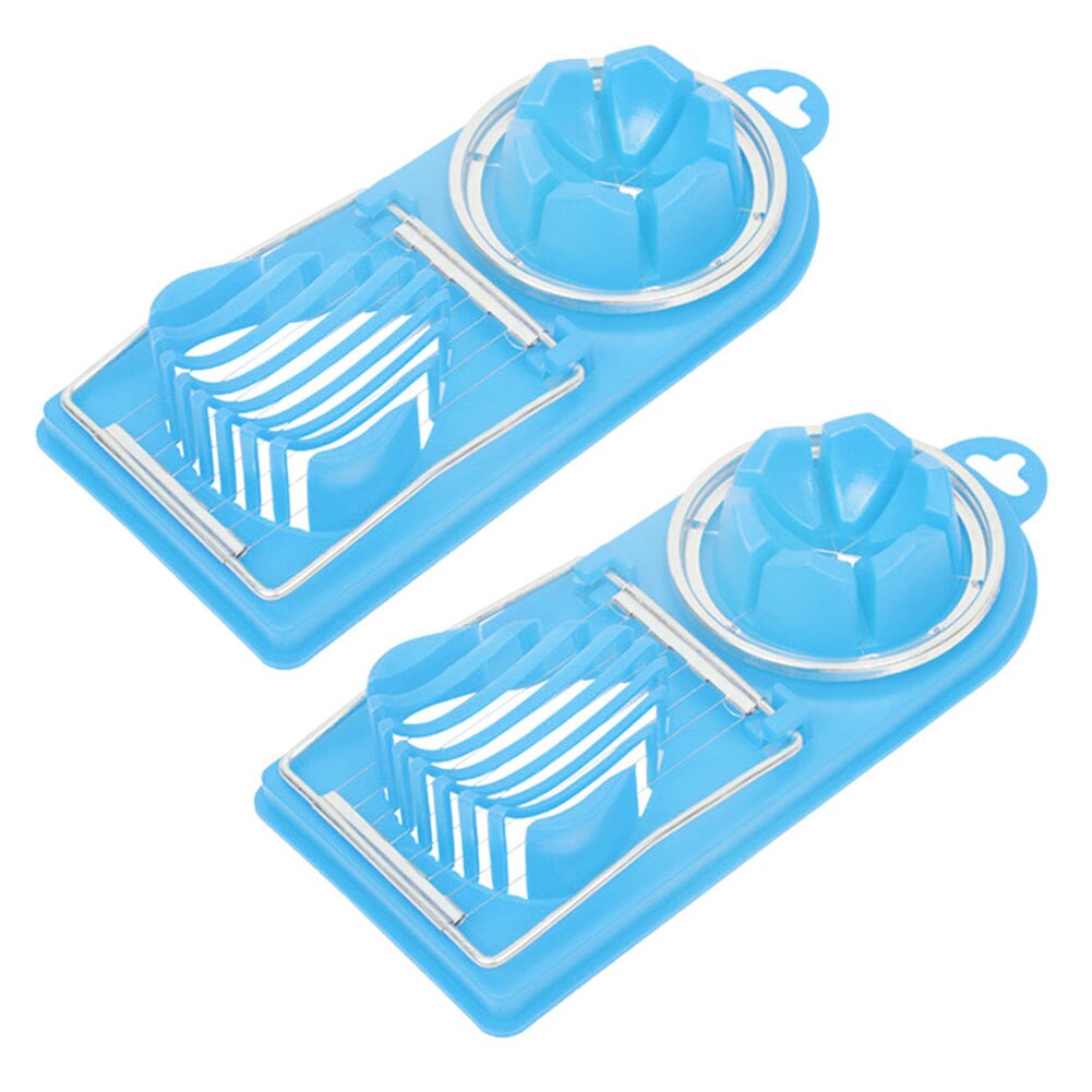 2Pcs Egg Cutter Multi-Functional Egg Slicer 2in1 Kitchen Tool Eggs Cutting Gadgets Egg Splitter Cooking Tools: Blue
