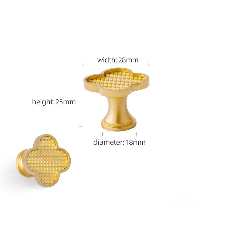 Klavertje Vier Messing Deurknoppen En Handgrepen Voor Keukenkast Kast Europese Meubels Schuifladegrepen Pulls Groen: 1PC Grid