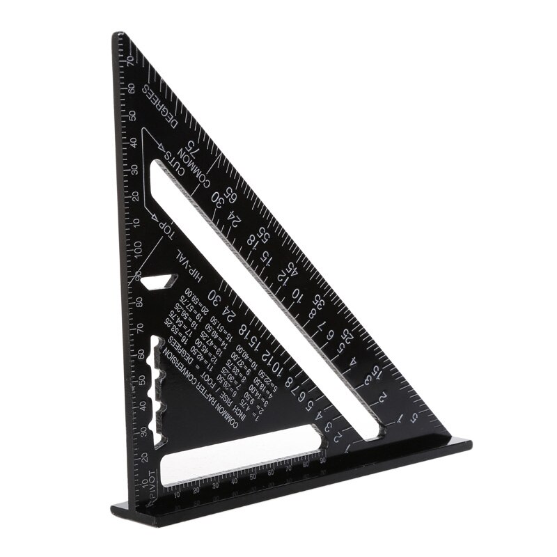 7 Inch Metric Aluminum Alloy Triangle Angle Square Ruler for Woodworking Speed Square Angle Protractor Measuring Tools