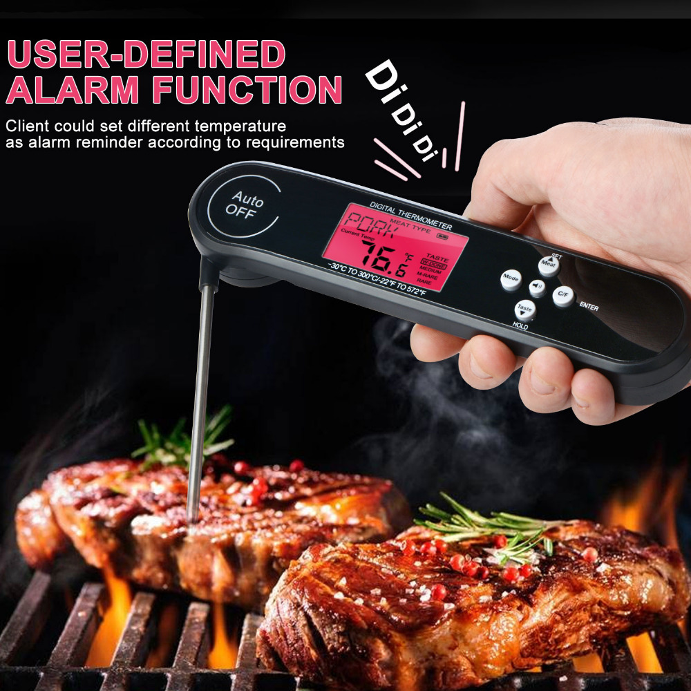 Digital Food Cooking Thermocouple BBQ Thermometer Ultra Fast Instant Read Meat Thermometer with Touchable Button Kitchen BBQ