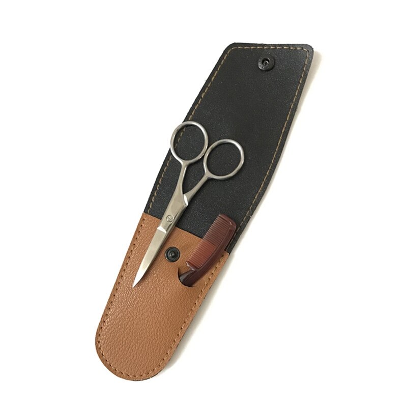 Snor Wenkbrauw Trimmer Mannen Baard Schaar Rvs Shear Cutter Care Medeplichtige Schaar Kam Kit