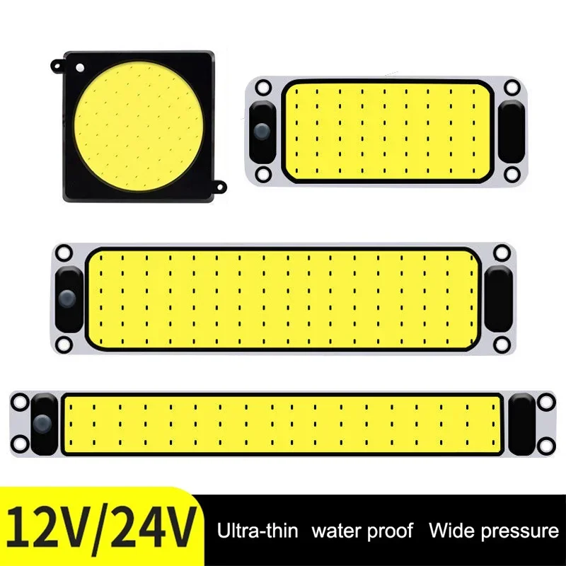 12V-24V Universal Car Interior Readling Lamp COB 108SMD LED Panel Dome Light High Brightness Bulb Truck Waterproof Lamp