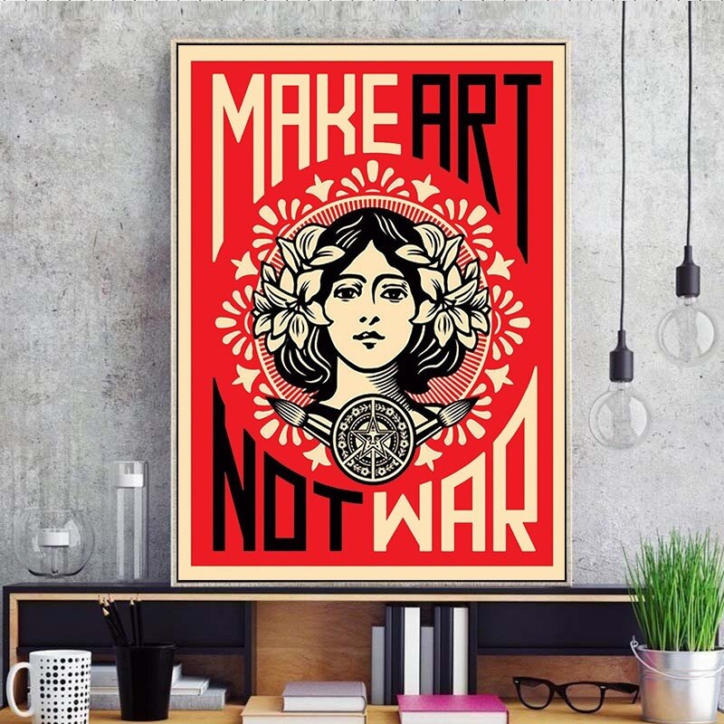 Tee taide ei sota shepard fairey seinämaalaus huoneen sisustamiseen kodin sisustus voimapaperi juliste seinätarrat