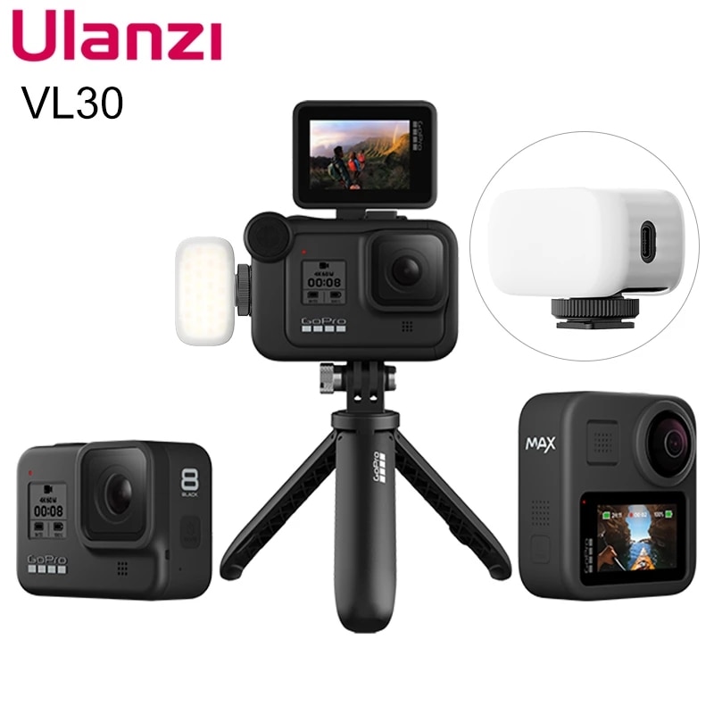 Ulanzi – Mini lampe vidéo LED VL30, avec diffuseur doux, lumière sur caméra Gopro 9 8 7 6 5 4 Vlog pour Smartphone