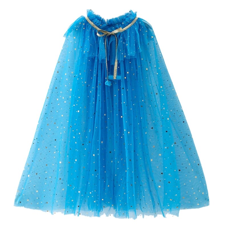 Capa de princesa colorida, capa de princesa con lentejuelas brillantes, vestido de fantasía de princesa, disfraz de , ropa de niña: Azul oscuro / S