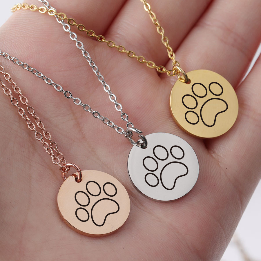 Zilver Kleur Leuke Dierlijke Voetafdrukken Hond Kat Voetafdrukken Poot Kettingen Vogel Hand Hangers Vrouwen Rvs Sieraden