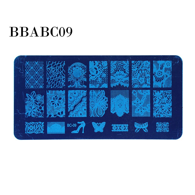 AddFavor Nail Stamping Template DIY Nail Polish Stamper Tool Stainless Steel Manicure Stamping Plate Gel Art Print Stamp Kits: BBABC09