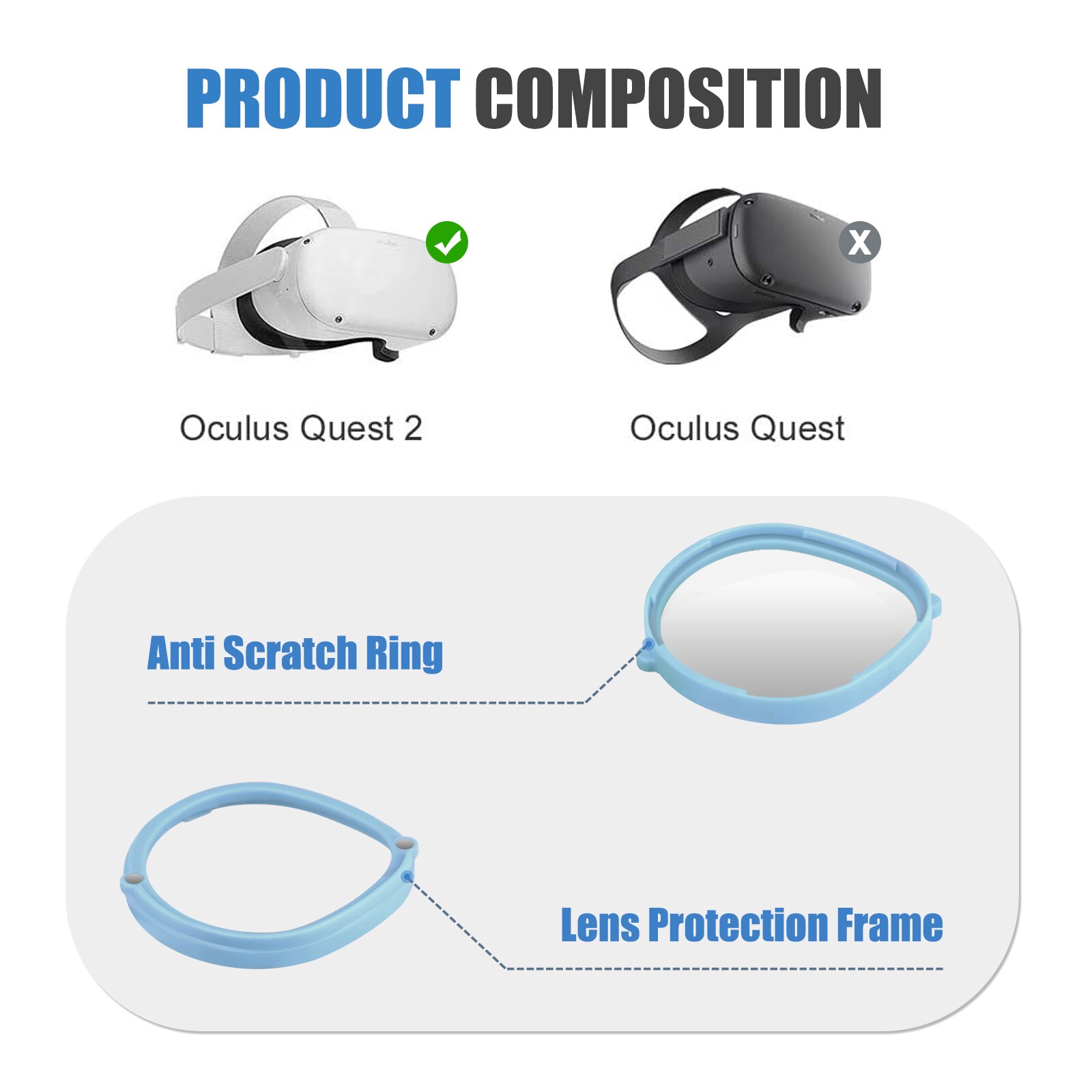 Voor Oculus Quest 2 Vr Headset Bijziendheid Lens Vr Lens Anti-Kras Ring Bescherming Bril Tegen Krassen Accessoires (alleen 1 * Rechts)