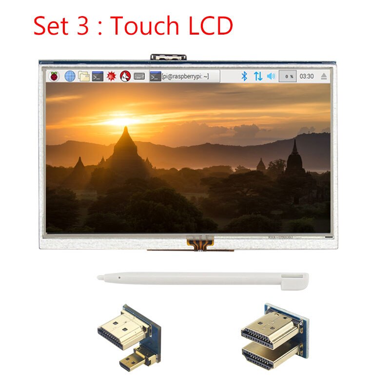 5 tommer raspberry  pi 4 model b touchscreen tft lcd display modul + akrylholder kompatibel til raspberry  pi 4 model b /3b+/3b: Lcd