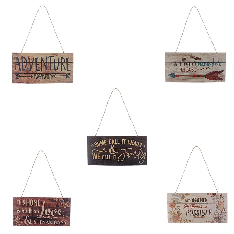 Colgante de madera con estampado de letras, de etiquetas colgantes, colgante para puerta y ventana, colgante decorativo de madera