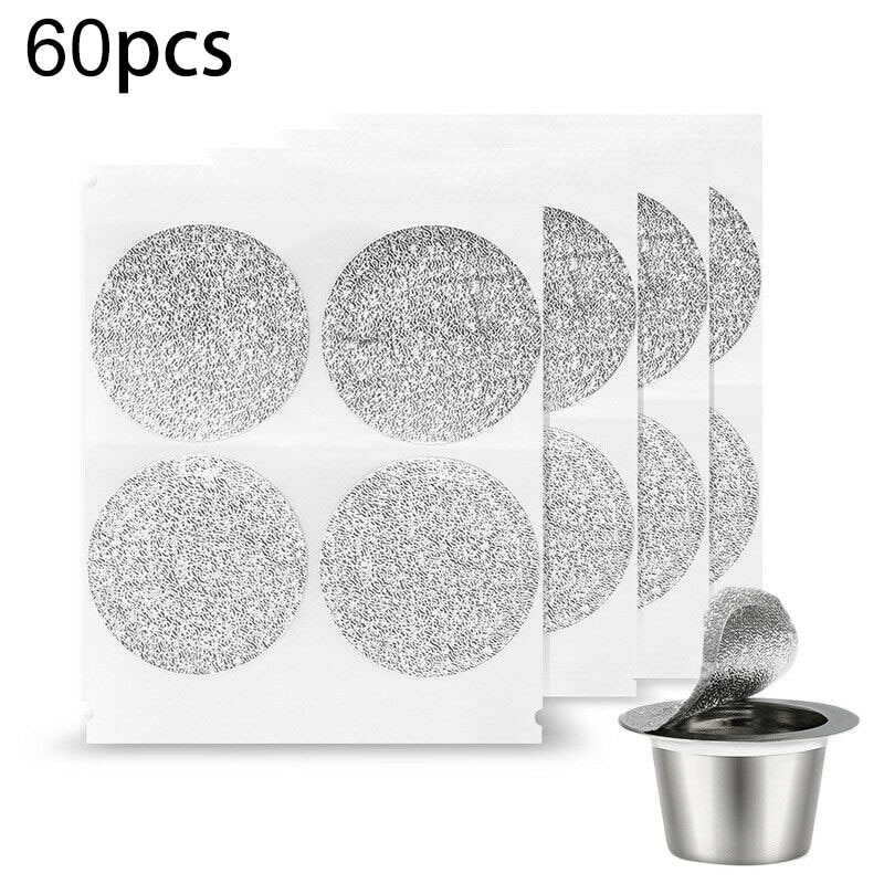 40/60 aluminiumfolie kaffekapslar tätningslock kapslar klistermärke byt ut för att fylla kaffekapslar nespresso 37mm kaffetillbehör: 60 st