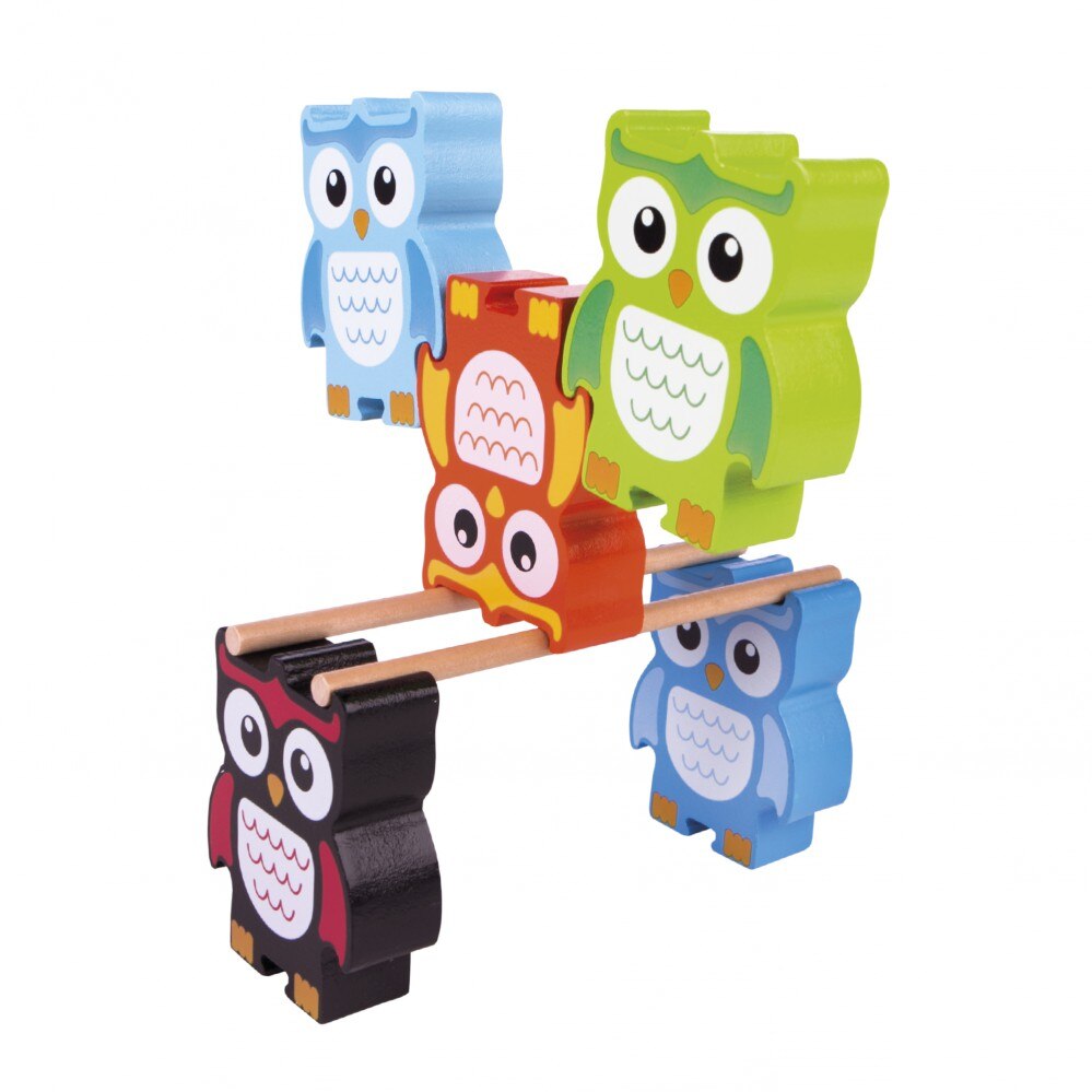 Juego búhos de madera natural Play & Learn 11 piezas