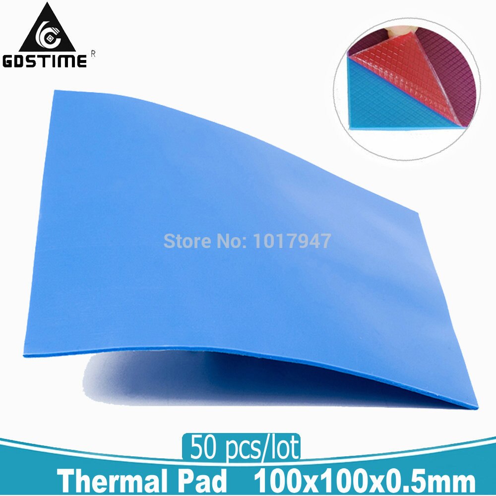 50 Pieces 100x100x0.5mm GPU CPU Heatsink Cooling Thermal Conductive Silicone Pad 0.5mm