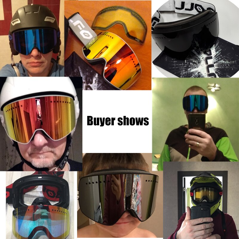Magnetisk dobbeltlags linse skibriller masker antidugg  uv400 snowboardbriller skibriller briller for menn kvinner med etui