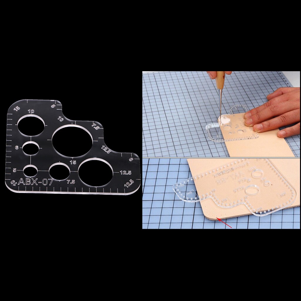1 stk akryl læder håndværk diy pung taske cirkel hjørne mønster