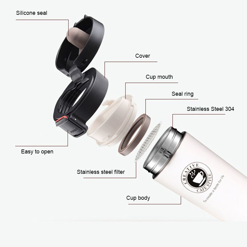 Thermos Coffee Mug Double Wall Stainless Steel Tumbler Vacuum Glass Flask Bottle Thermos Tea Mug Travel Thermos Mug Thermos Cup