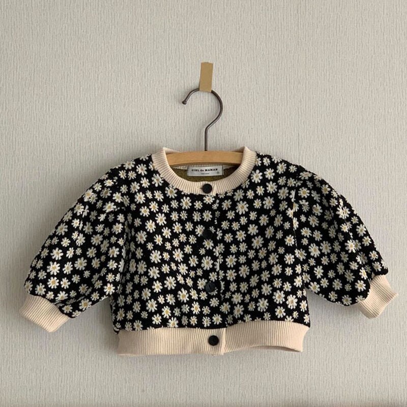 2021 inverno New Baby Girl Cardigan floreale cappotto per bambini in cotone giacca per bambina monopetto principessa manica a sbuffo top abiti