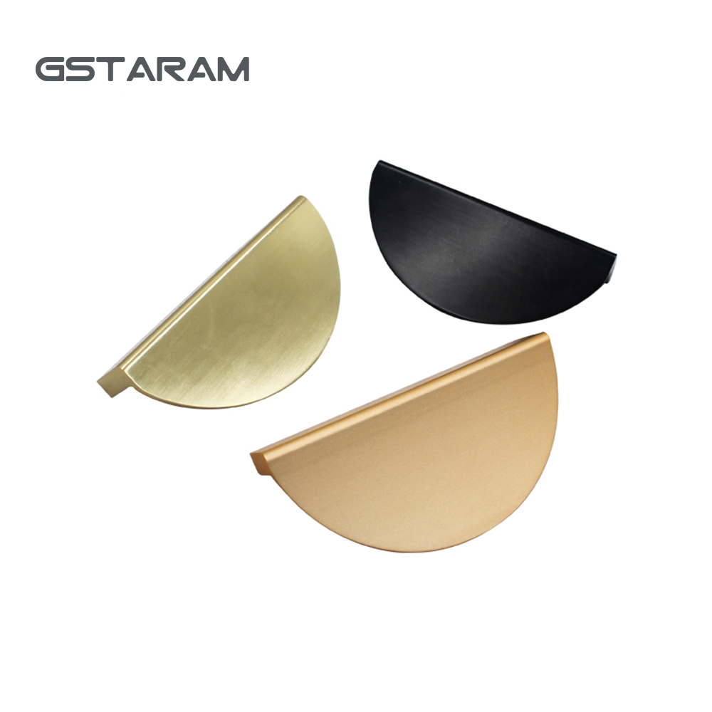 Cabinet Door Semi-circle Handle Open Cabinet Chinese Simple Copper Black Round Porch Bathroom Cabinet Furniture Door Handle