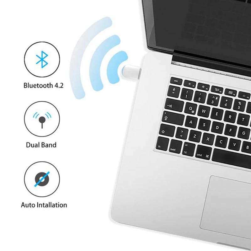 Wireless 802.11ac 802.11N Adapter Ezcast 5200 Wireless USB WIFI Adapter 5G/2.4G Bluetooth 4.2 Dual Band AC 600Mbps NetworkCard