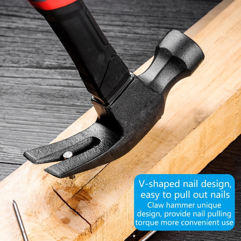Martillo de garra resistente con agarre cómodo para tareas de construcción de carpintería, reparaciones domésticas y proyectos de construcción