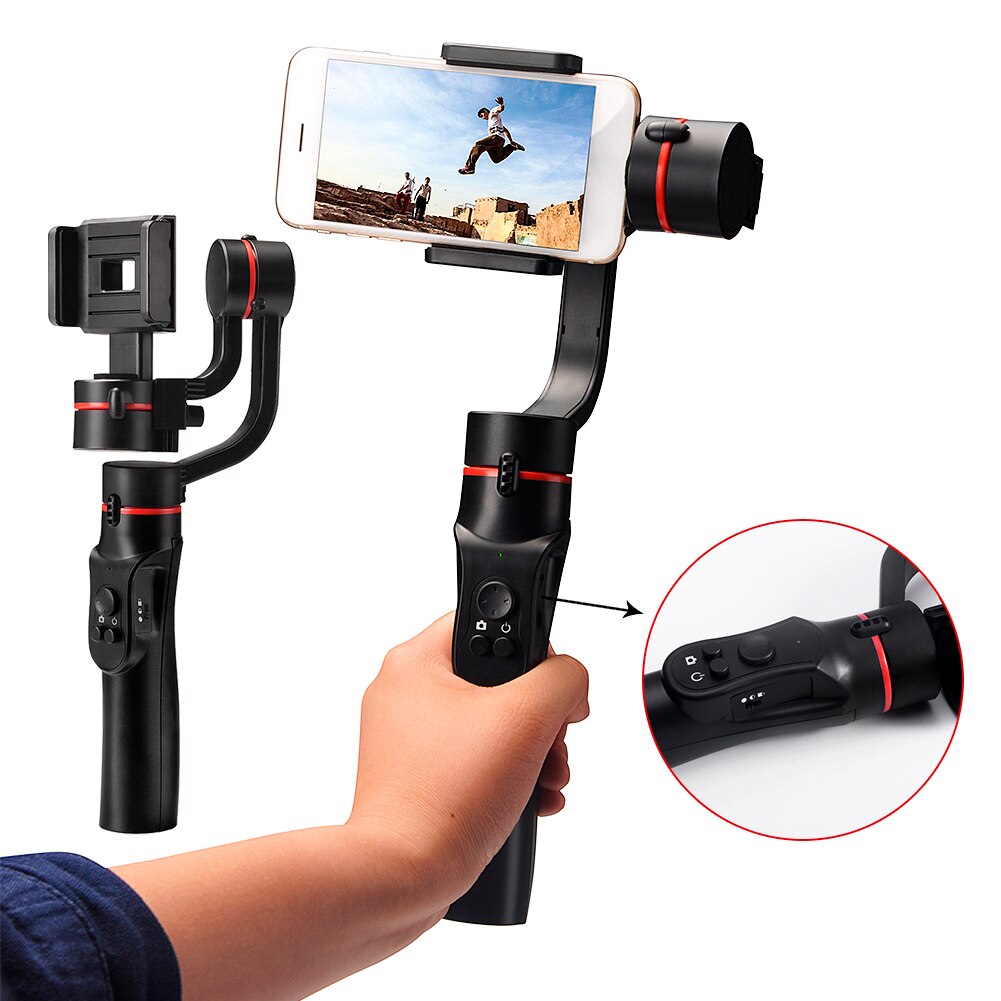 H2 3 Axis Smartphone Stabilizer Adjustable Direction Handheld Gimbal Extension Video Record Support USB Charging Photography