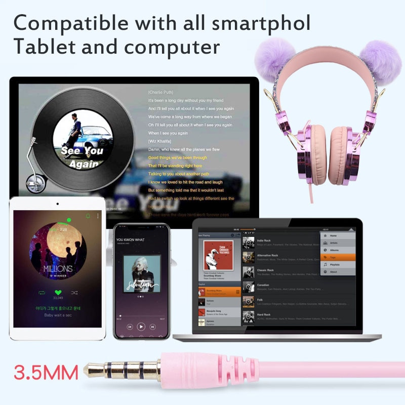 Casque Sans Fil Bluetooth 5.0, Casque Pliable D'Oreille De Chat Avec