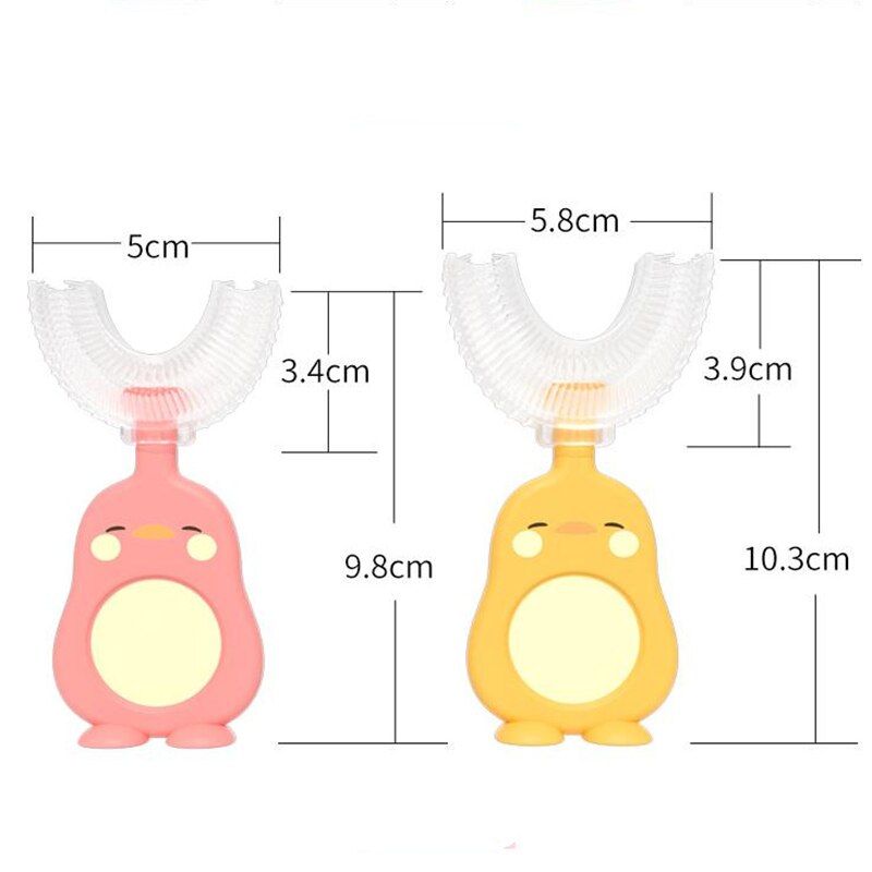 Leuke Cartoon Kids U-Vormige Tandenborstel Kind Siliconen Borstel Veiligheid Materiaal 360 Tandenborstel Floss Kinderen Tandenborstel U