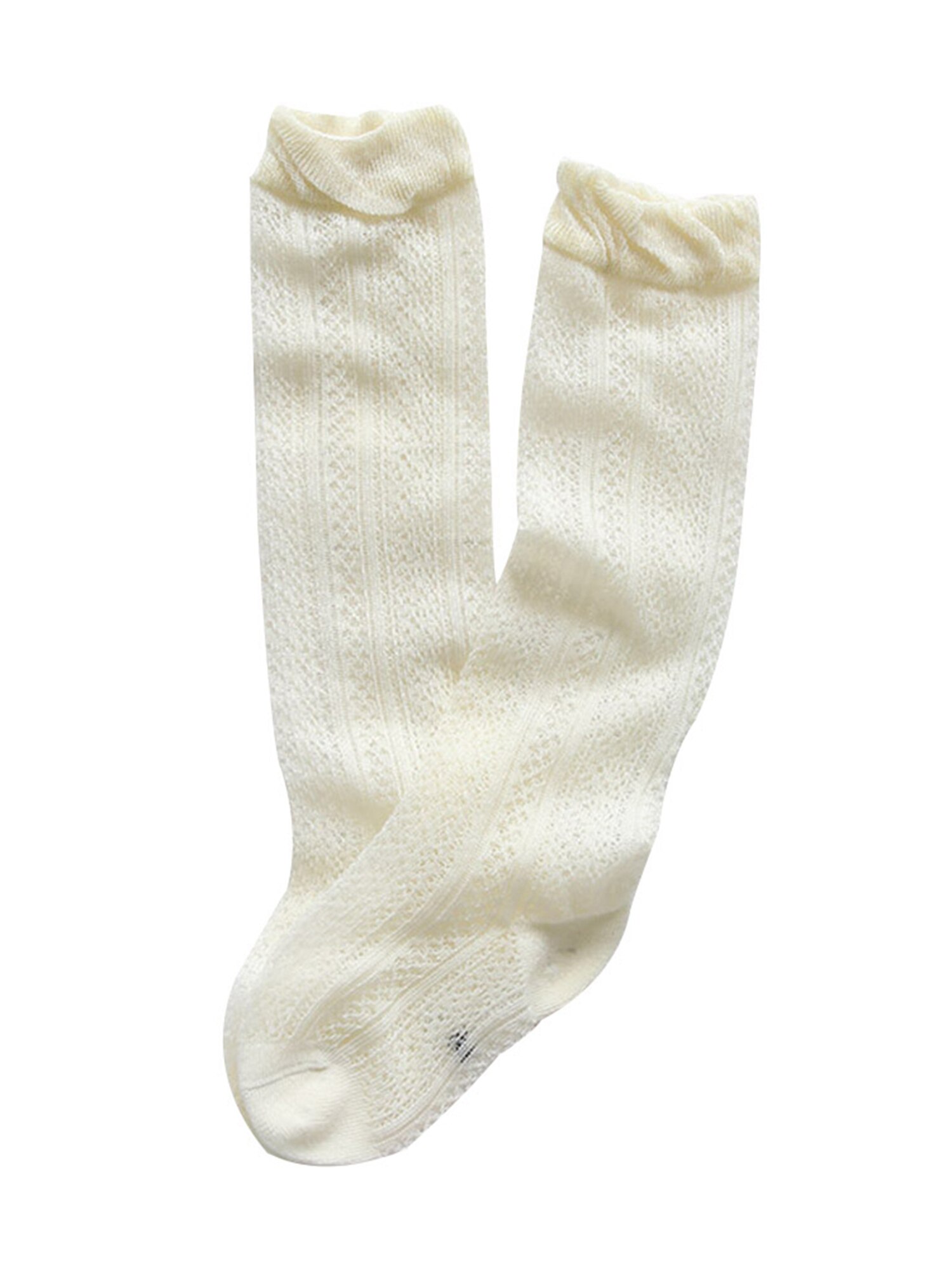 Children's Knee High Socks Mesh Socks Toddler Kids Baby Knee High Socks Soft Breathable Cotton Hollow Tube Ruffled Stockings: Yellow / 1-3Y