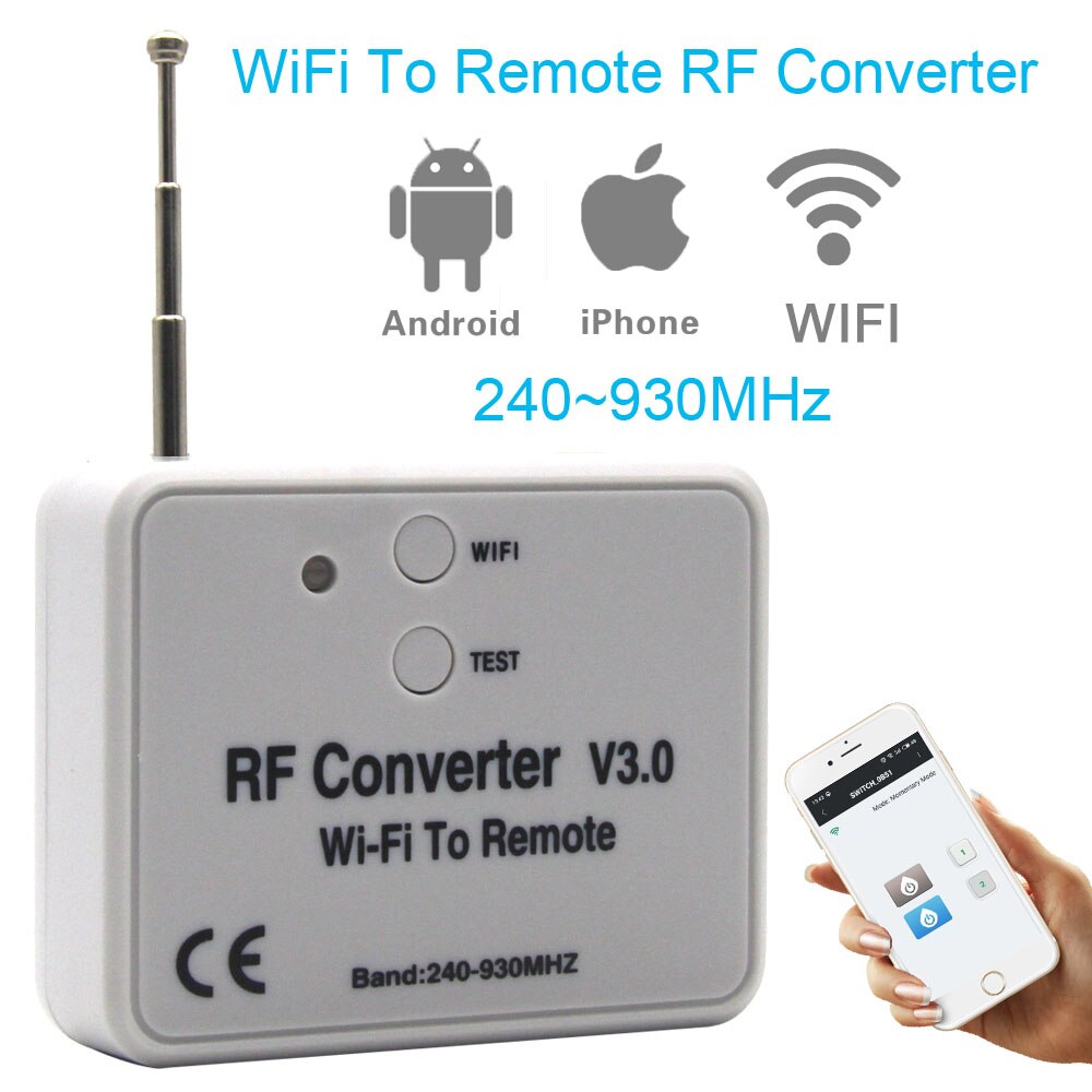 WiFi To Remote RF Converter V3.0 Garage Door Rolling Fixed Code Remote Control 433MHz 868MHz 330MHz Multi Frequency