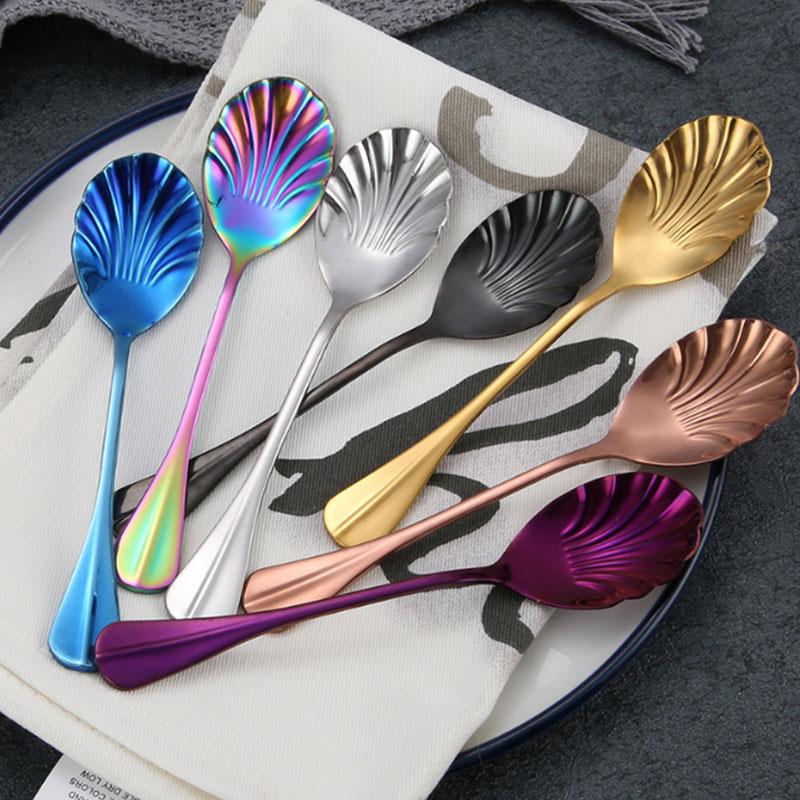 Shell Drinking Tea Spoon Economic Healthy Spoons Coffee Spoon Home Stir Dessert Ice Cream