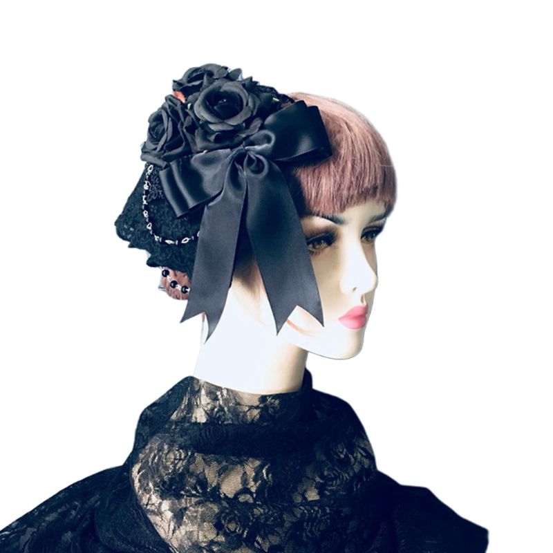 Dames bloemenkant fascinator kunstmatige roos strik haarspeld nep kralen ketting hoed bloemenkant fascinator