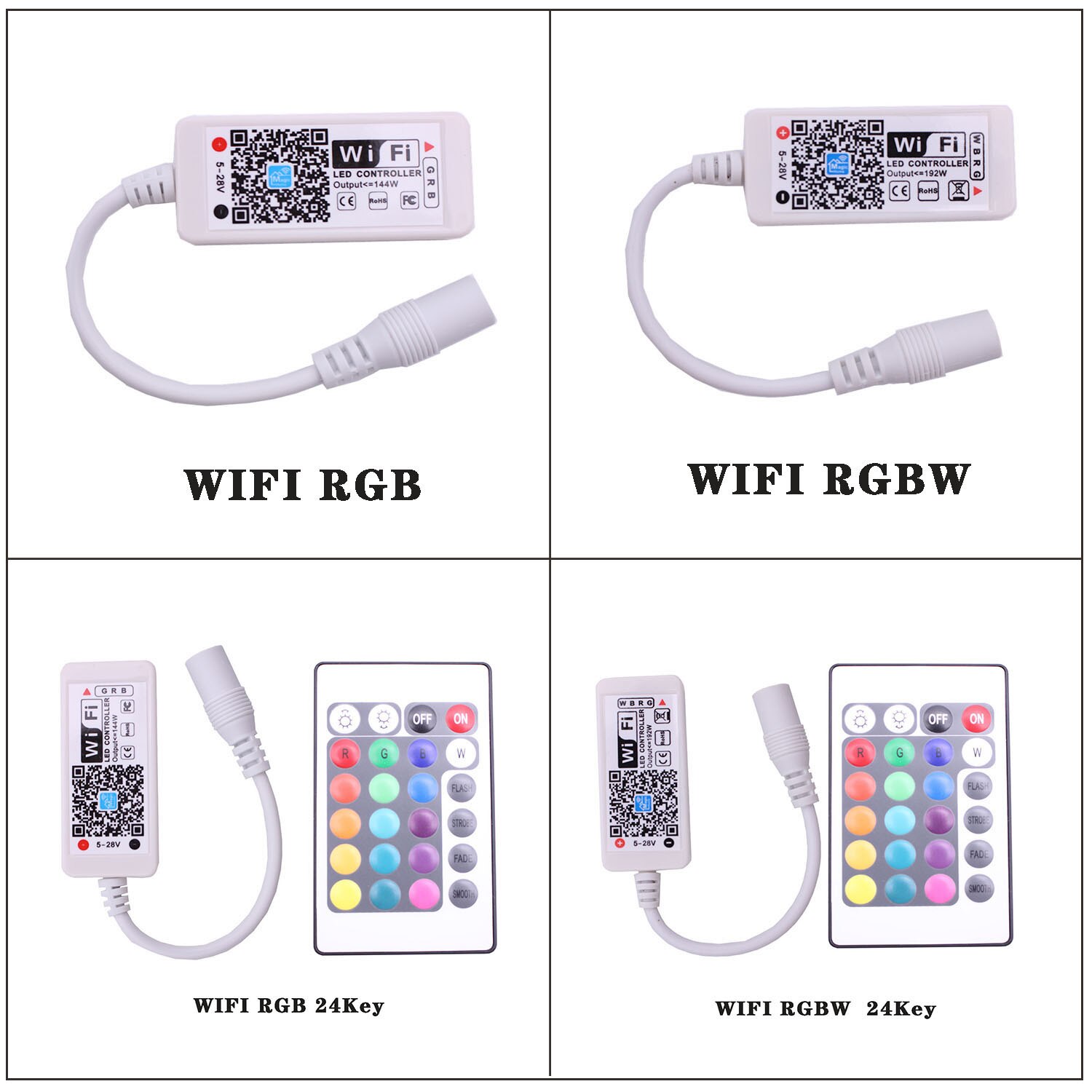 Wifi RGB/RGBW LED Controller Mini DC12V Met RF IR 24Key Afstandsbediening Voor RGB/RGBW LED Strip 5050 3528 RGB RGBW Lichten