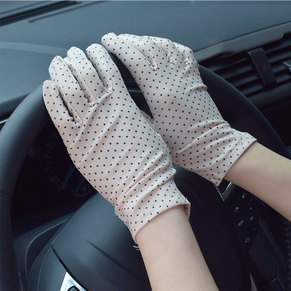 Summer Thin Sun Protection Gloves Unisex Dots Printed Etiquette Dance Gloves Pure Color Elastic Cycling Driving Glove