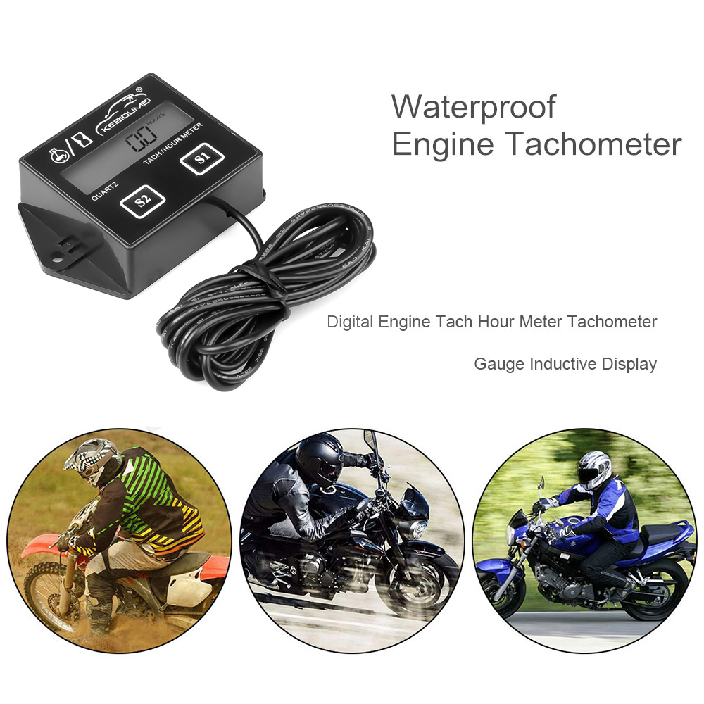 Motor Speedometer LCD Engine Tachometer Gauge Tach Hour Meter Waterproof For all 2 4 stroke Gasoline engine Motorcycle Boat SUV