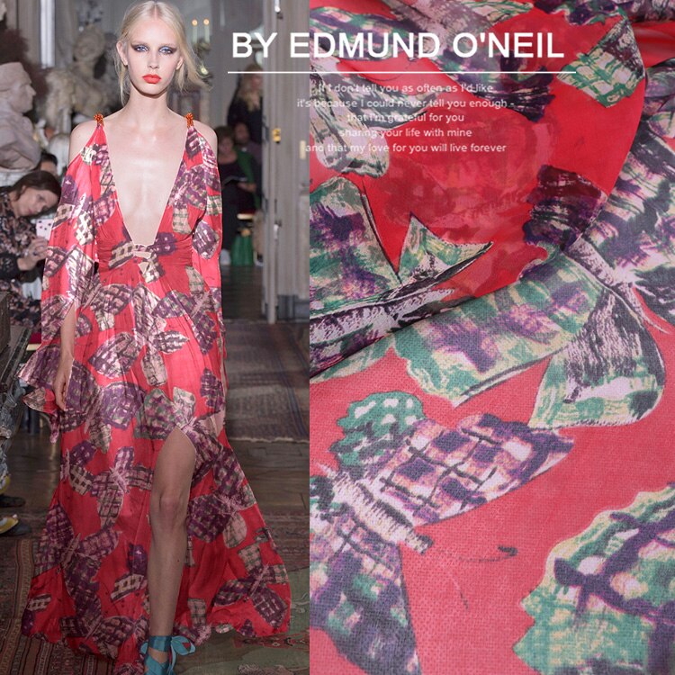 Custom Silk Chiffon Fabric Thin Mulberry Silk for Sewing Butterfly Shirt Hanfu Diy Dress Material Cloth Per Meter