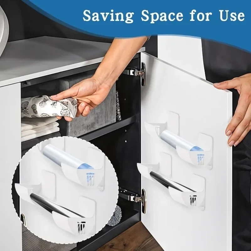 Wall Mounted Trash Bag Shelf Holder Garbage Bag Storage Box Fresh Film Roll Container Dispenser Self-Adhesive Garbage Roll Racks