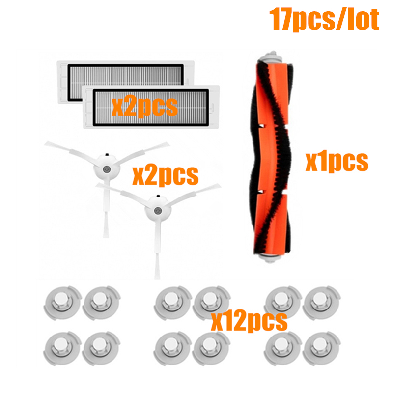 Rolo de escova lateral, filtro hepa, adequado para robô xiaomi 1s roborock s50 s51 s55 s5 s6 xiaowa, kits de peças de reposição para limpeza: Grey