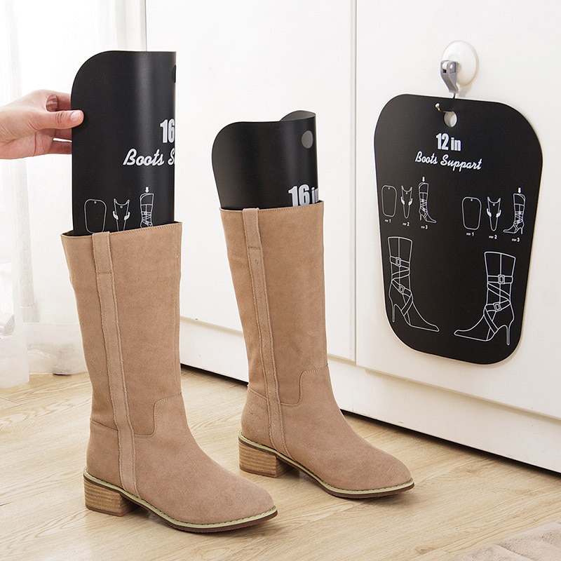 2pcs/Pair Black Boot Stand Holder Women Knee High Boot Inserts Plastic Supporter Storage Closet Shoe Organizer Rack