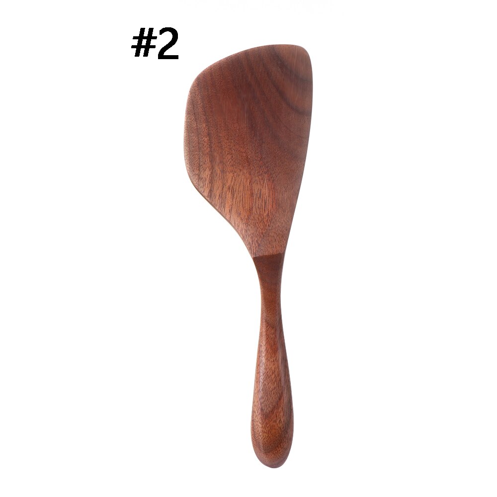 1PC de madera de nogal negro utensilios de cocina arroz pala cuchara de cucharas de café postres condimento cariño cucharadas de té vajilla Natural cubiertos: 2
