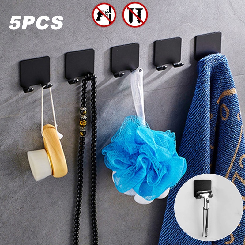 5Pcs/Set Wall-mounted Aluminum Razor Holder Home Storage Hook Men Shaving Shaver Shelf Bathroom Accessories