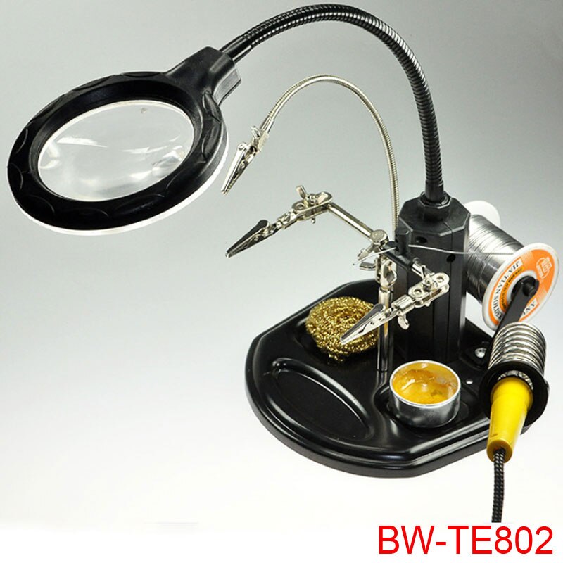 Helpende hand met vergrootglas led vergrootglas lamp las vergrootglas met licht soldeerstandaard opvouwbaar handfree clip